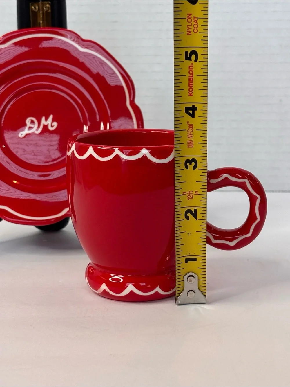 Damson Madder X Anthropologie Hand Painted Espresso Cup & Saucer Red & White NWT